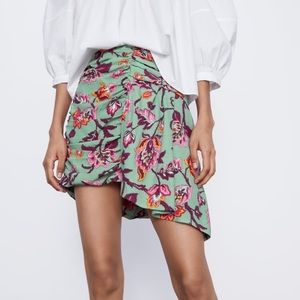 ZARA Floral Draped Mini Skirt